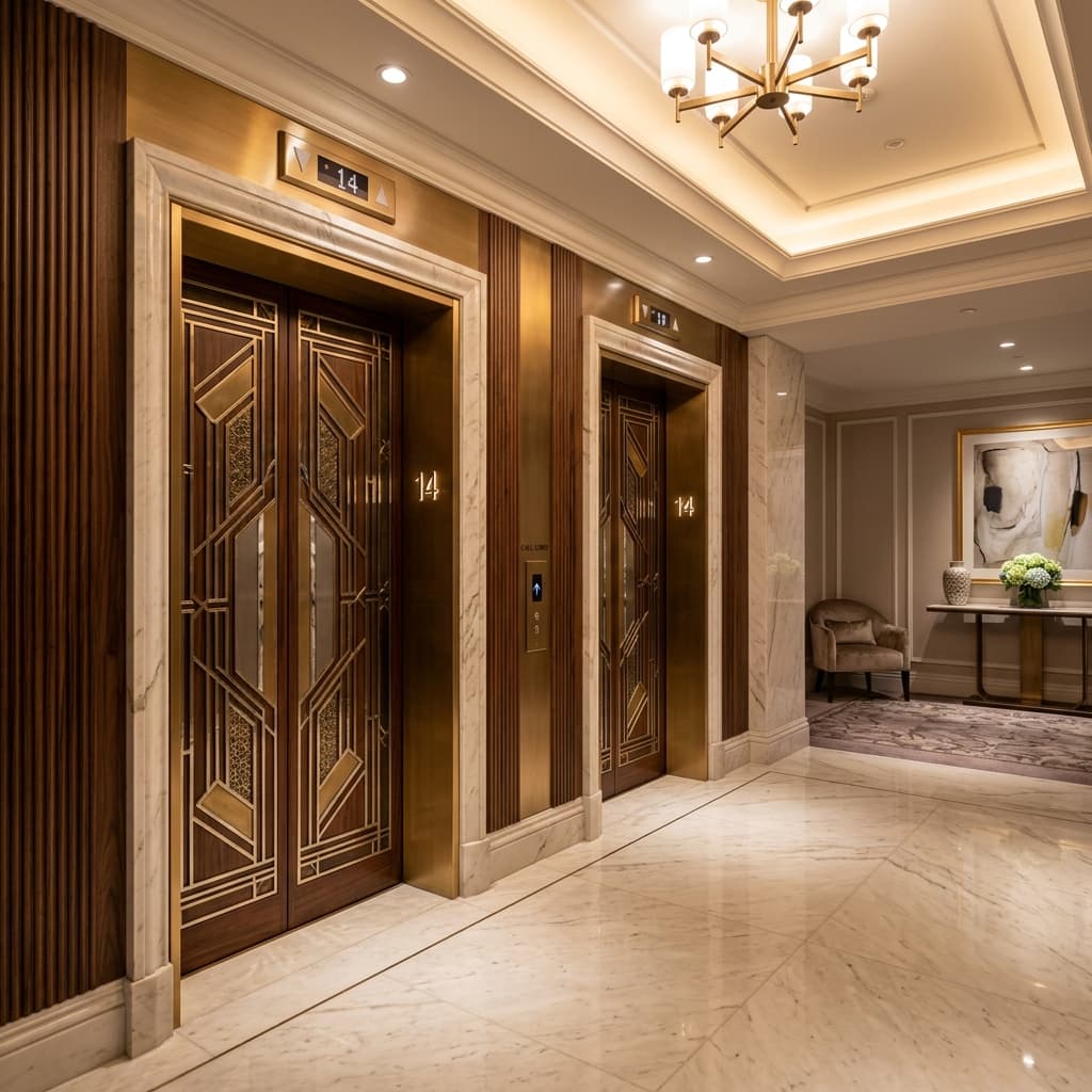 Automatic Metal Finish Doors - Shivshakti Elevator Project Automatic Metal Finish Doors - door in Grand Palace Hotel, Surat by Shivshakti